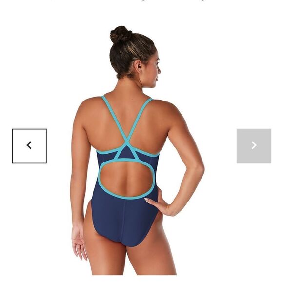 Women's Solid Flyback Training One Piece Blue Endurance+ 14/40 - Picture 2 of 6